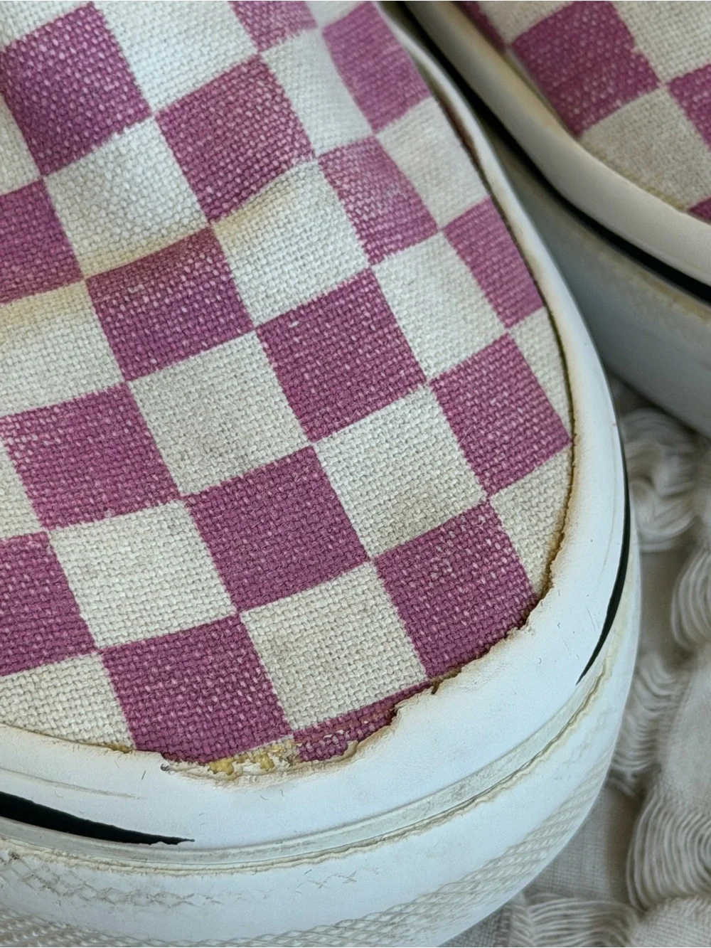 Vans Shoes Girls 13.5 Little Kids Pink Checker Slip On Sneakers Comfort Skate